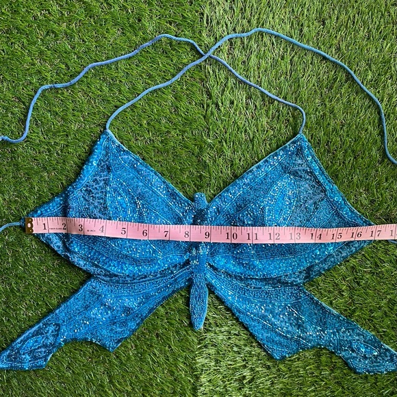 Blue beaded butterfly 🦋 top - Picture 13 of 15